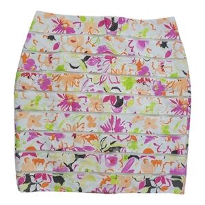 NWT Ann Taylor Factory Petite Floral Panel Mesh Striped Pencil Skirt Nylon 14P